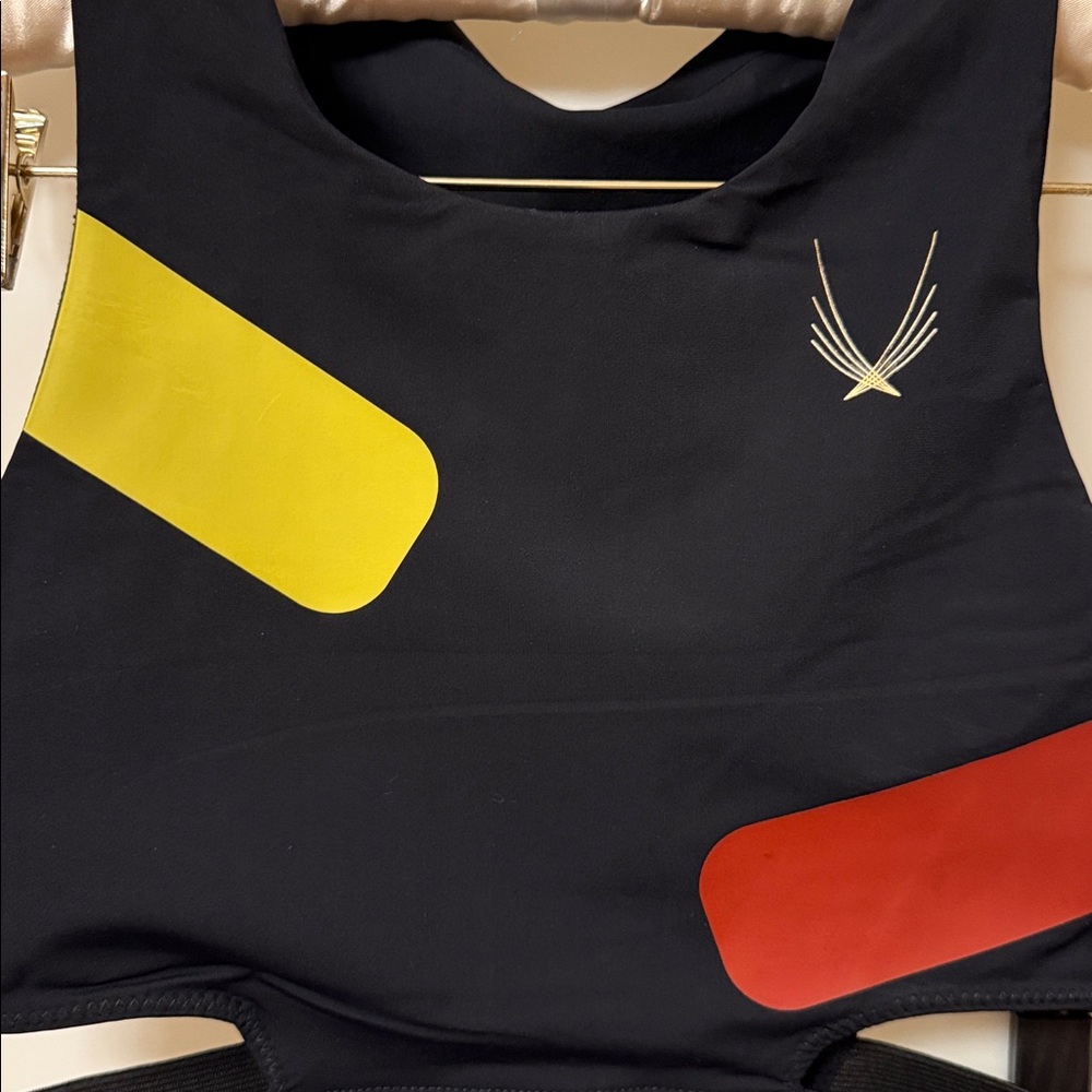 Lucas Hugh Geometric Color Block Crop Top - Rare Cutout Design - Picture 3 of 10